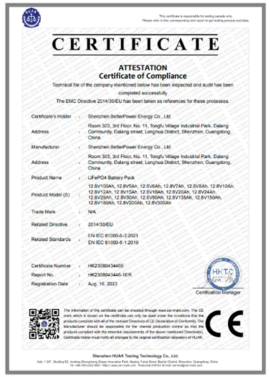 Attestation Certificate of Compliance